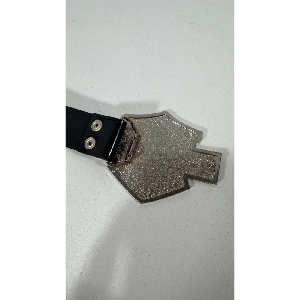 Harley Davidson Belt Buckle Orange Black Bar Shield Logo Biker Mens Black Belt